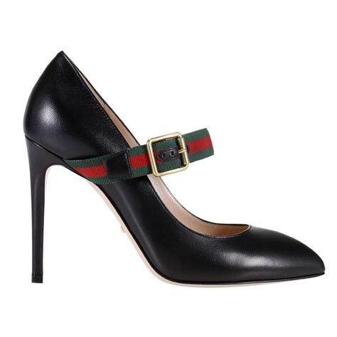 gucci women logo print black pumps|gucci low heel pumps.